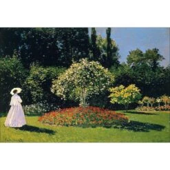Woman In A Garden By Monet Canvas Art