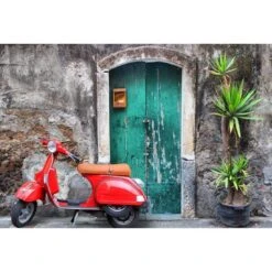 Vintage Door And Scooter