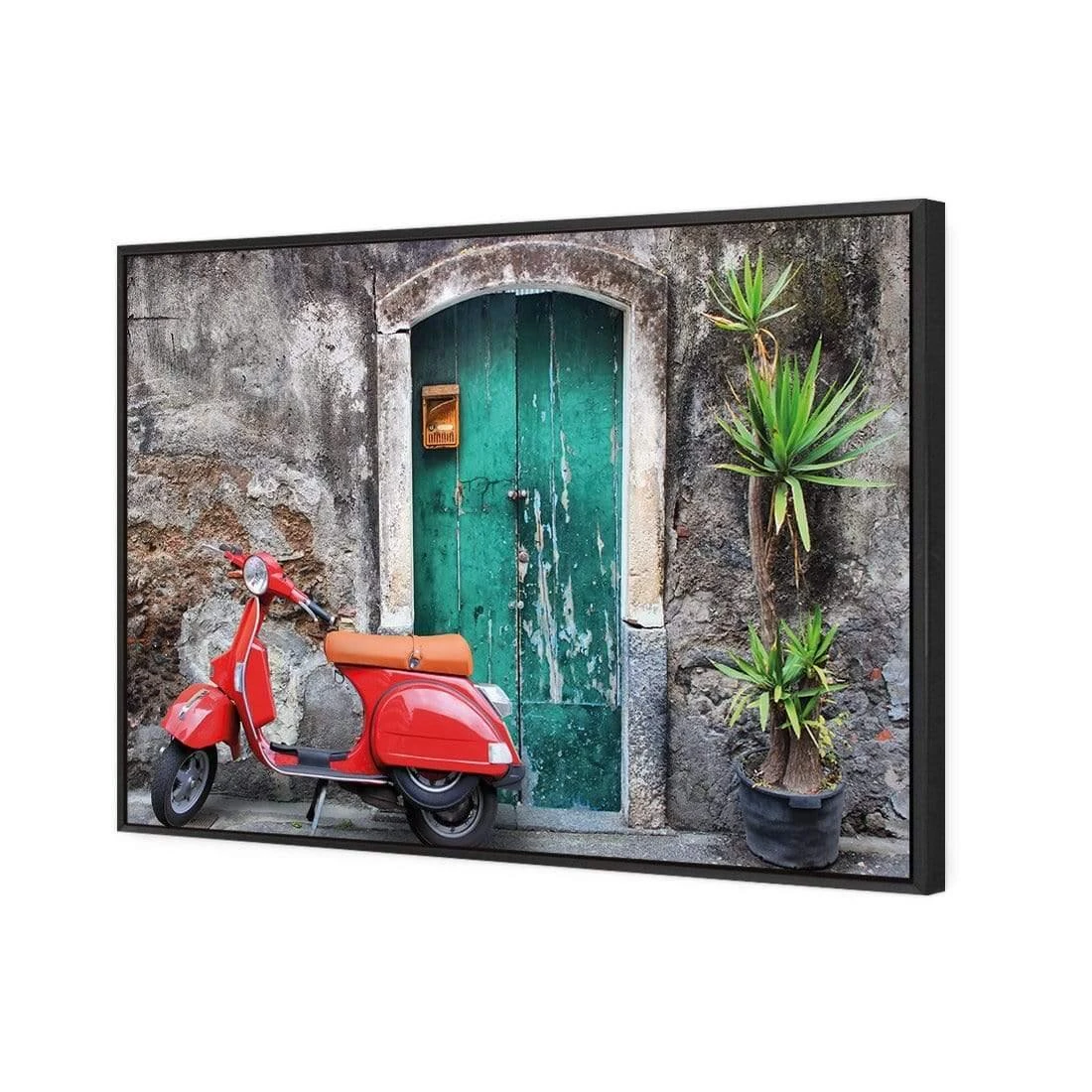Vintage Door And Scooter -WALL ART DESGIN SALE 158AR H Vintage Door and Scooter 3D CANVAS THUMB FF BLK