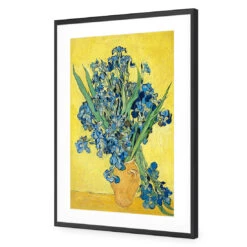 Vase Of Irises - Van Gogh Acrylic Print Art -WALL ART DESGIN SALE 1700AR V Van Gogh Vase of Irises Max Size 135x90 ACR MAT THUMB FF BLK