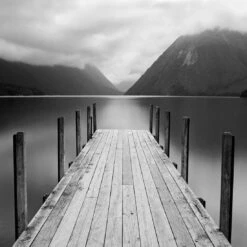Tranquil Jetty, Black And White (square)