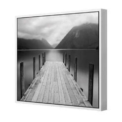 Tranquil Jetty, Black And White (square) -WALL ART DESGIN SALE 1987BS Tranquil Jetty BW 3D CANVAS THUMB FF WHT