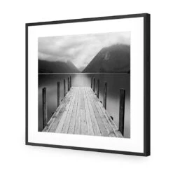Tranquil Jetty, Black And White (square) -WALL ART DESGIN SALE 1987BS Tranquil Jetty BW ACR MAT THUMB FF BLK