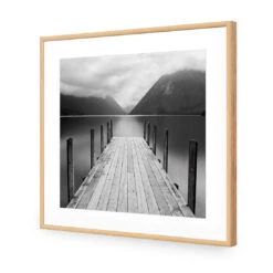 Tranquil Jetty, Black And White (square) -WALL ART DESGIN SALE 1987BS Tranquil Jetty BW ACR MAT THUMB FF OAK