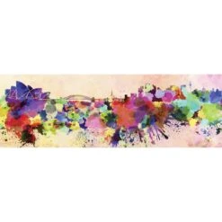 Sydney Skyline Watercolour, Long Canvas Art
