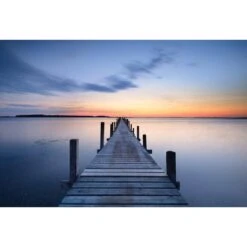 Misty Blue Jetty, Rectangle Canvas Art