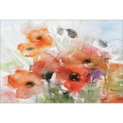 Watercolour Poppies Canvas Art