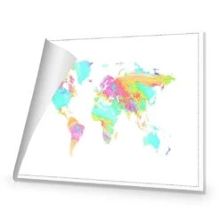 Painted Map Of The World, Pastel Canvas Art -WALL ART DESGIN SALE 233ER H Painted Map of the World Pastel ROLLED Thumb 01d3518c e700 496b 9702 72c762293427