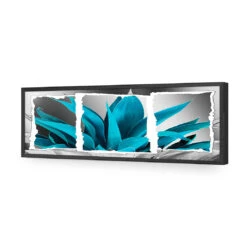 Plant In Window, Turquoise, Long Acrylic Print Art -WALL ART DESGIN SALE 305EL H Plant in Window Turquoise Max Size 210x70 ACR EDG THUMB FF BLK