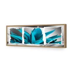 Plant In Window, Turquoise, Long Acrylic Print Art -WALL ART DESGIN SALE 305EL H Plant in Window Turquoise Max Size 210x70 ACR EDG THUMB FF OAK