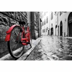 Retro Bike On Cobbles Canvas Art