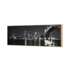 Sydney Harbour, Black And White - Bridge On Right -WALL ART DESGIN SALE 334BL H Sydney Harbour Bridge to Right B W 3D CANVAS THUMB FF OAK