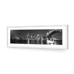 Sydney Harbour, Black And White - Bridge On Right -WALL ART DESGIN SALE 334BL H Sydney Harbour Bridge to Right B W ACR MAT THUMB FF WHT
