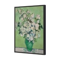 Vase Of Roses By Van Gogh -WALL ART DESGIN SALE 3369AR V Vase of Roses Van Gogh 3D CANVAS THUMB FF BLK