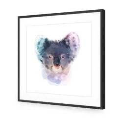 Watercolour Koala, Square Acrylic Print Art -WALL ART DESGIN SALE 3518AS Watercolour Koala 3D ACR MAT THUMB FF BLK