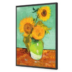 Sunflowers On Green - Van Gough Acrylic Print Art -WALL ART DESGIN SALE 392AR V Sunflowers On Green ACR EDG THUMB FF BLK