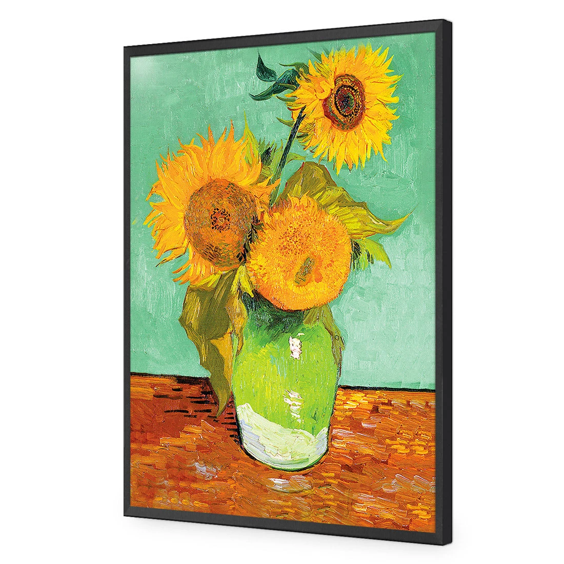 Sunflowers On Green - Van Gough Acrylic Print Art Sunflowers On Green - Van Gough Acrylic Print Art -WALL ART DESGIN SALE 392AR V Sunflowers On Green ACR EDG THUMB FF BLK