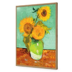 Sunflowers On Green - Van Gough Acrylic Print Art -WALL ART DESGIN SALE 392AR V Sunflowers On Green ACR EDG THUMB FF OAK