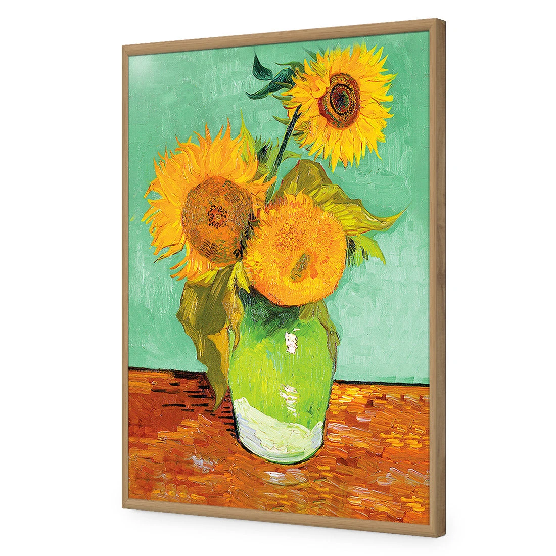 Sunflowers On Green - Van Gough Acrylic Print Art Sunflowers On Green - Van Gough Acrylic Print Art -WALL ART DESGIN SALE 392AR V Sunflowers On Green ACR EDG THUMB FF OAK