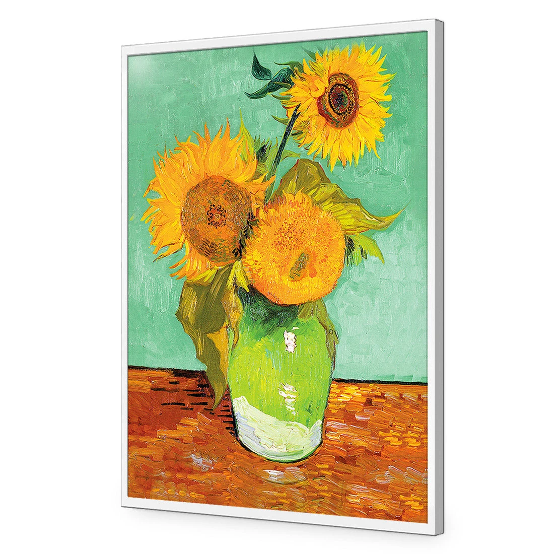 Sunflowers On Green - Van Gough Acrylic Print Art Sunflowers On Green - Van Gough Acrylic Print Art -WALL ART DESGIN SALE 392AR V Sunflowers On Green ACR EDG THUMB FF WHT