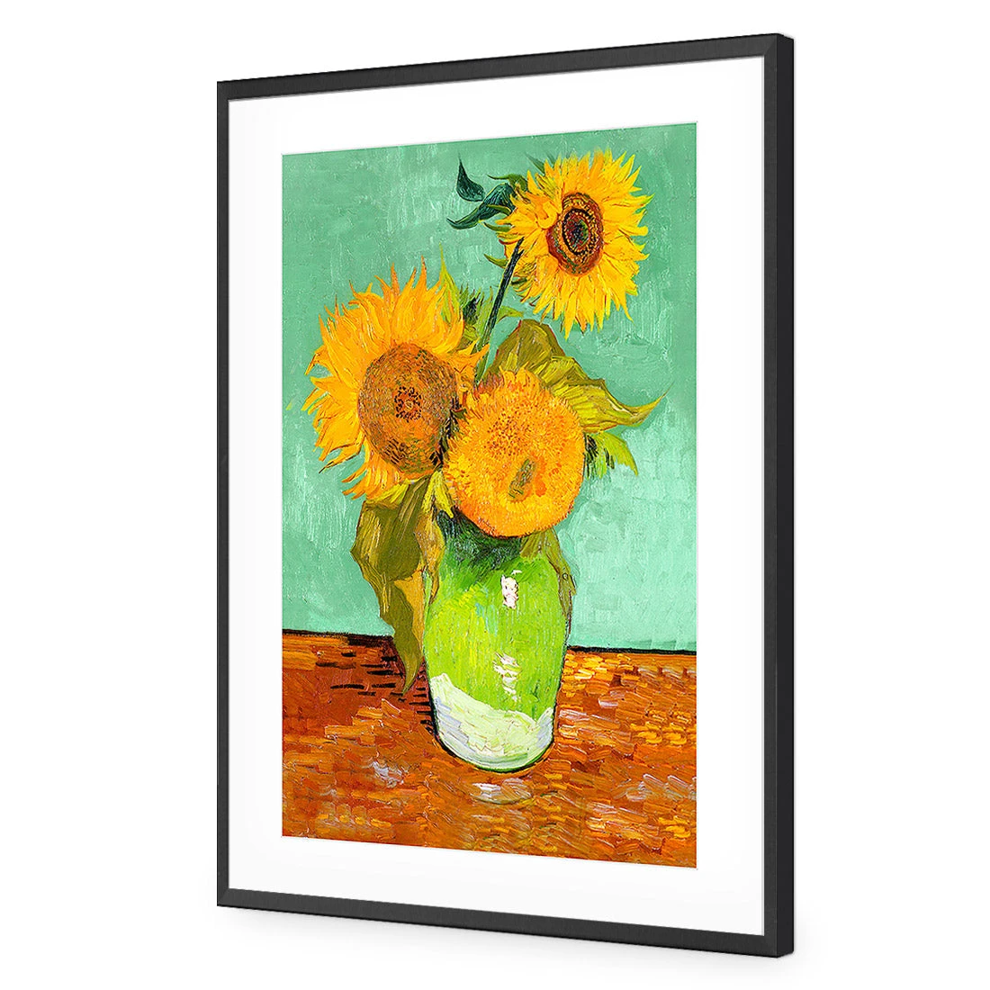 Sunflowers On Green - Van Gough Acrylic Print Art Sunflowers On Green - Van Gough Acrylic Print Art -WALL ART DESGIN SALE 392AR V Sunflowers On Green ACR MAT THUMB FF BLK