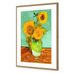 Sunflowers On Green - Van Gough Acrylic Print Art -WALL ART DESGIN SALE 392AR V Sunflowers On Green ACR MAT THUMB FF OAK