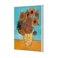 Sunflowers On Blue By Van Gogh -WALL ART DESGIN SALE 393AR V Sunflowers On Blue 3D Thumb FF WHT