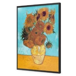 Sunflowers On Blue By Van Gogh -WALL ART DESGIN SALE 393AR V Sunflowers On Blue ACR EDG THUMB FF BLK