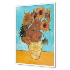 Sunflowers On Blue By Van Gogh -WALL ART DESGIN SALE 393AR V Sunflowers On Blue ACR EDG THUMB FF WHT
