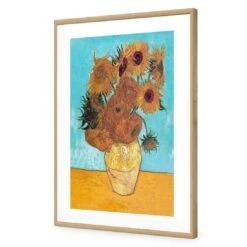Sunflowers On Blue By Van Gogh -WALL ART DESGIN SALE 393AR V Sunflowers On Blue ACR MAT THUMB FF OAK
