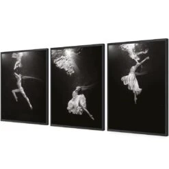 Underwater Ballet Trio Art Set -WALL ART DESGIN SALE AU1060AU1061AU1062 UnderwaterBalletTrio 3D ACR EDG TRIPTYCH THUMB FF BLK