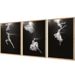 Underwater Ballet Trio Art Set -WALL ART DESGIN SALE AU1060AU1061AU1062 UnderwaterBalletTrio 3D ACR EDG TRIPTYCH THUMB FF OAK