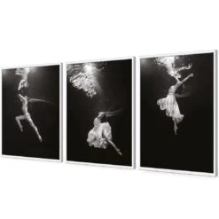 Underwater Ballet Trio Art Set -WALL ART DESGIN SALE AU1060AU1061AU1062 UnderwaterBalletTrio 3D ACR EDG TRIPTYCH THUMB FF WHT