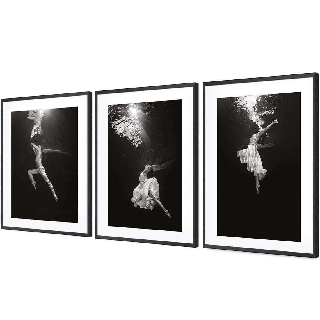 Underwater Ballet Trio Art Set Underwater Ballet Trio Art Set -WALL ART DESGIN SALE AU1060AU1061AU1062 UnderwaterBalletTrio 3D ACR MAT TRIPTYCH THUMB FF BLK