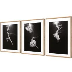 Underwater Ballet Trio Art Set -WALL ART DESGIN SALE AU1060AU1061AU1062 UnderwaterBalletTrio 3D ACR MAT TRIPTYCH THUMB FF OAK