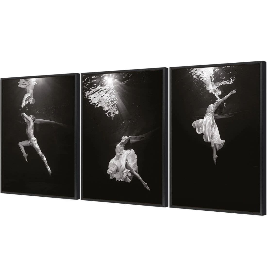 Underwater Ballet Trio Art Set Underwater Ballet Trio Art Set -WALL ART DESGIN SALE AU1060AU1061AU1062 UnderwaterBalletTrio 3D TRIPTYCH CANVAS THUMB FF BLK
