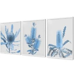 Native Blue Trio Art Set -WALL ART DESGIN SALE Native Blue Trio 3D ACR EDG TRIPTYCH THUMB FF WHT