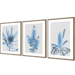 Native Blue Trio Art Set -WALL ART DESGIN SALE Native Blue Trio 3D ACR MAT TRIPTYCH THUMB FF NAT