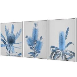 Native Blue Trio Art Set -WALL ART DESGIN SALE Native Blue Trio 3D TRIPTYCH CANVAS THUMB FF WHT
