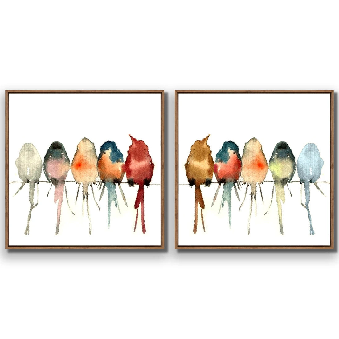 Watercolour Birds on Branch Perfect Pairs Watercolour Birds On Branch Perfect Pairs -WALL ART DESGIN SALE SET2 5009 AS Q 3D CANVAS THUMB FF NAT