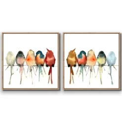 Watercolour Birds On Branch Perfect Pairs -WALL ART DESGIN SALE SET2 5009 AS Q 3D CANVAS THUMB FF OAK