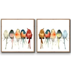 Watercolour Birds On Branch Perfect Pairs -WALL ART DESGIN SALE SET2 5009 AS Q ACR EDG THUMB FF NAT