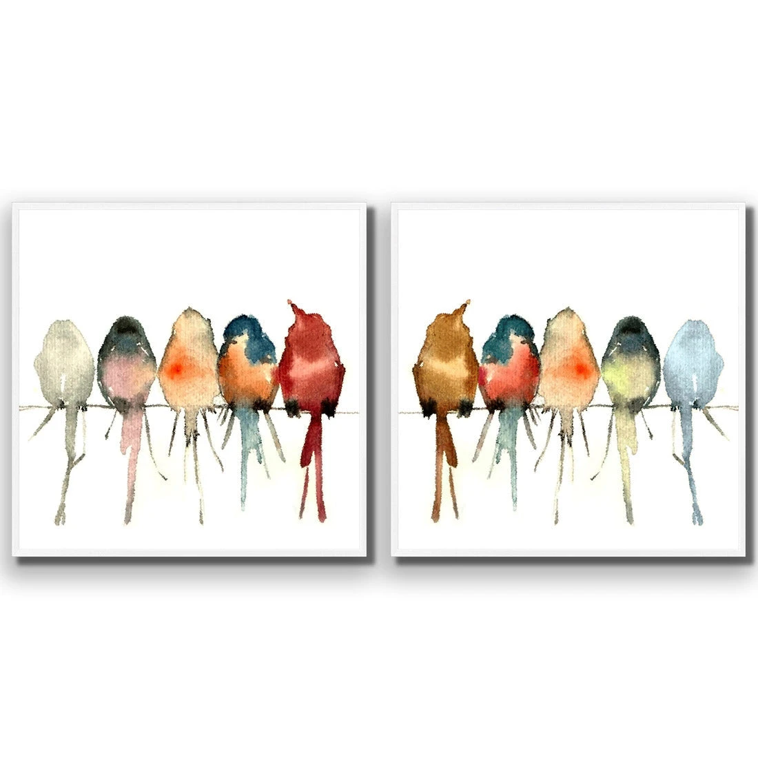 Watercolour Birds on Branch Perfect Pairs Watercolour Birds On Branch Perfect Pairs -WALL ART DESGIN SALE SET2 5009 AS Q ACR EDG THUMB FF WHT