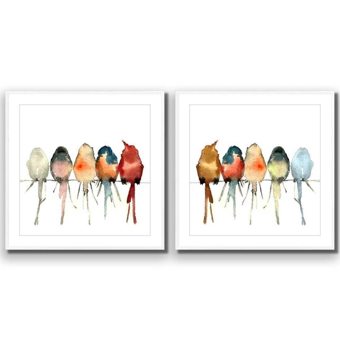 Watercolour Birds on Branch Perfect Pairs Watercolour Birds On Branch Perfect Pairs -WALL ART DESGIN SALE SET2 5009 AS Q ACR MAT THUMB FF WHT