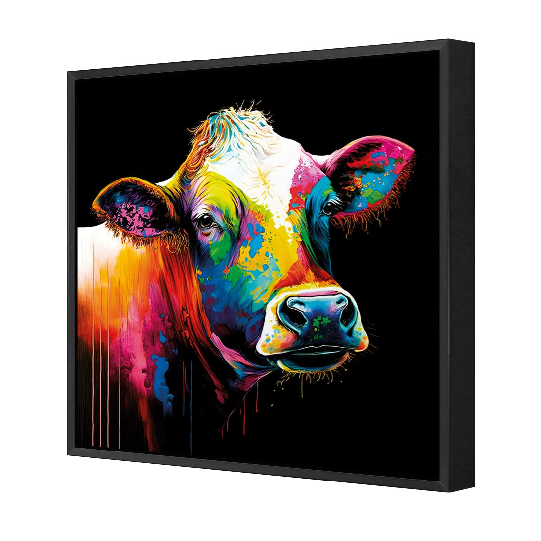 Rainbow Cow Rainbow Cow -WALL ART DESGIN SALE WB1277 AS Rainbow Cow 3D CANVAS THUMB FF BLK