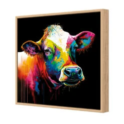 Rainbow Cow -WALL ART DESGIN SALE WB1277 AS Rainbow Cow 3D CANVAS THUMB FF OAK