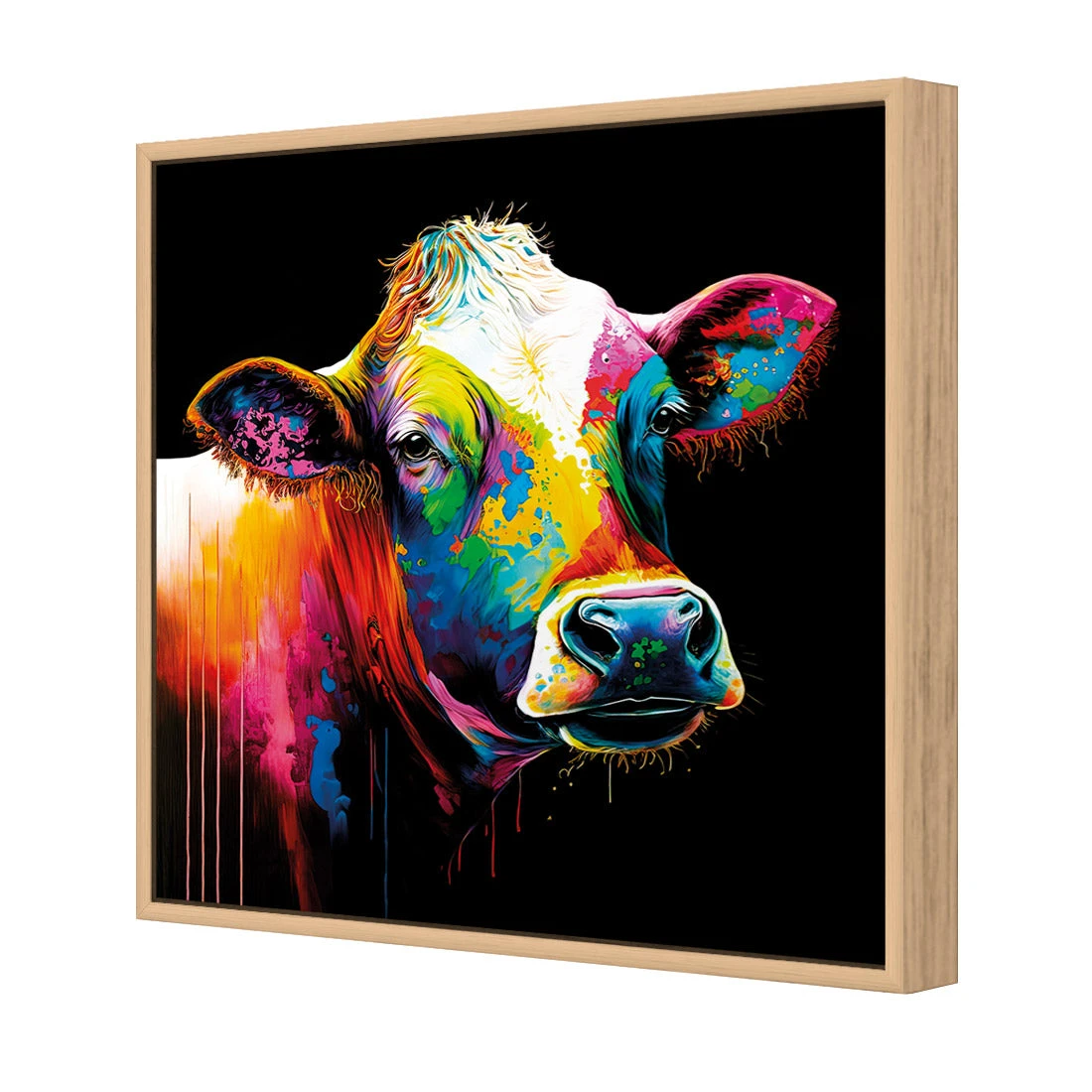 Rainbow Cow Rainbow Cow -WALL ART DESGIN SALE WB1277 AS Rainbow Cow 3D CANVAS THUMB FF OAK