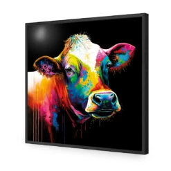Rainbow Cow -WALL ART DESGIN SALE WB1277 AS Rainbow Cow ACR EDG THUMB FF BLK