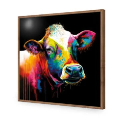 Rainbow Cow -WALL ART DESGIN SALE WB1277 AS Rainbow Cow ACR EDG THUMB FF NAT