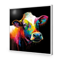 Rainbow Cow -WALL ART DESGIN SALE WB1277 AS Rainbow Cow ACR EDG THUMB FF WHT